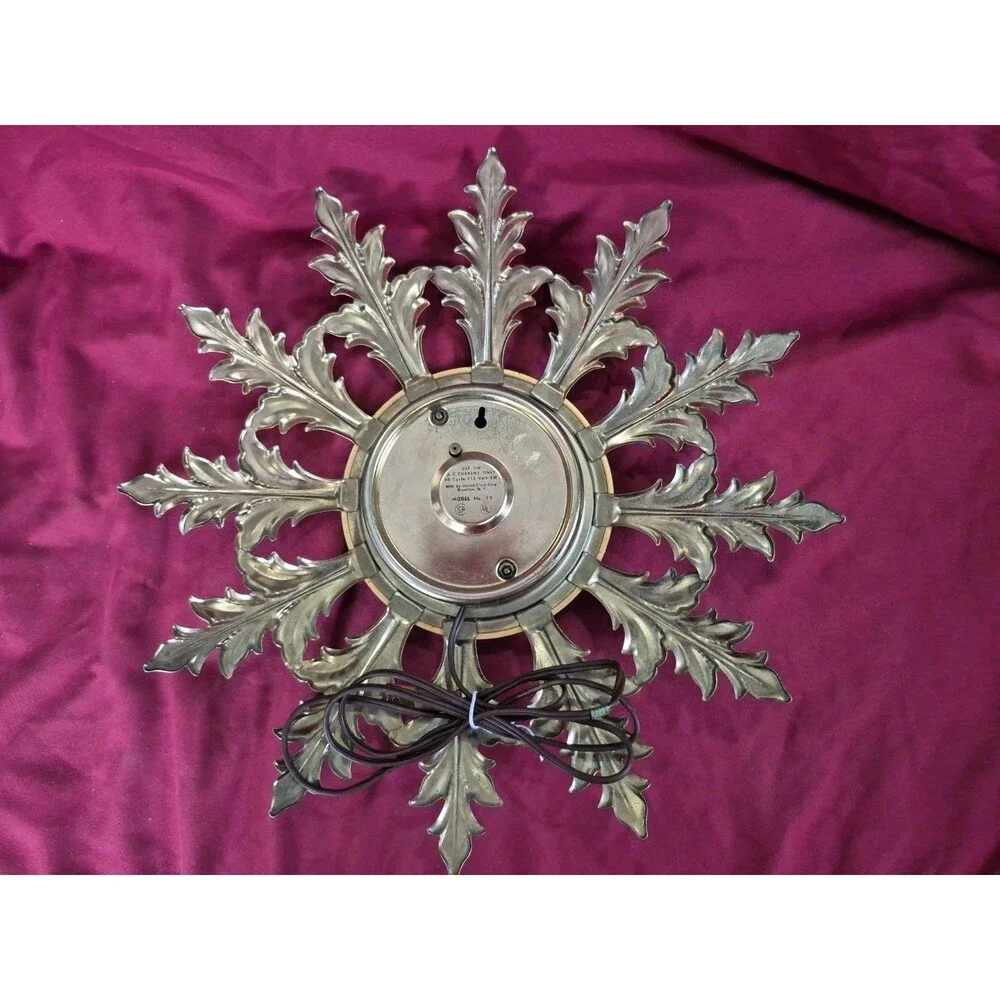 Vintage United Model 99 Sunburst Atomic Style MCM  Wall Clock Fully Functional